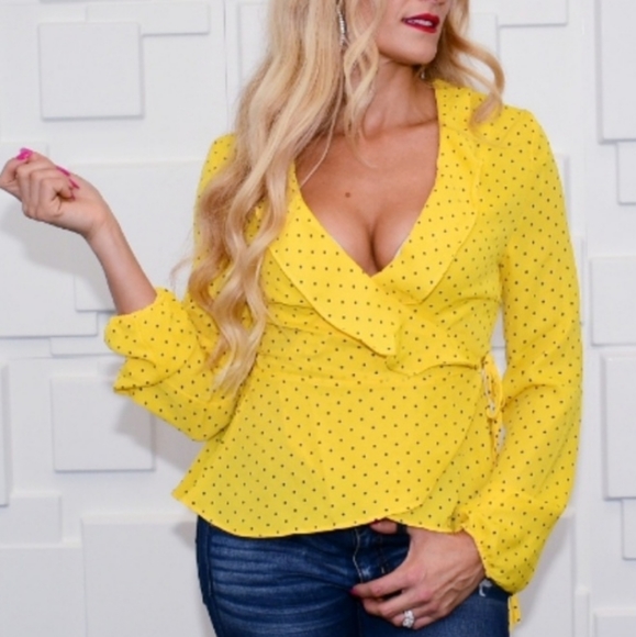 Polka Dot Wrap Top - Picture 2 of 5